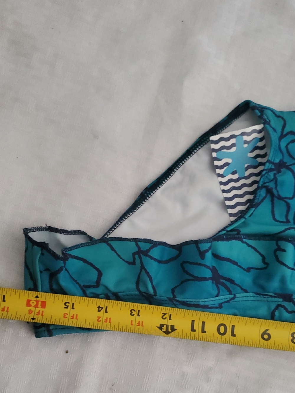 Nwt Splendid Teal Floral Bandeau Bikini with Navy Straps Size M - Picture 11 of 11